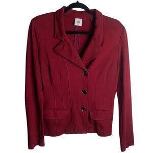 Cabi Size 10 Rhubard Outing Blazer Side Botton Wine Red Ponte Knit Office 3175